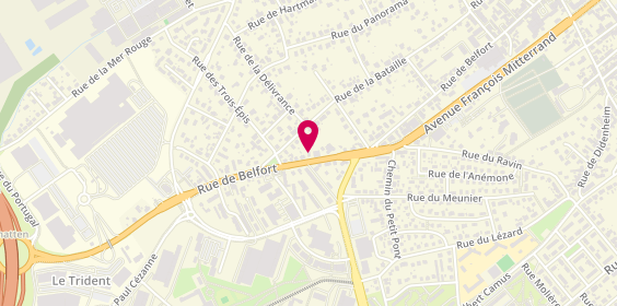 Plan de Station-service Eni 184 rue de Belfort, 184 Rue de Belfort, 68200 Mulhouse